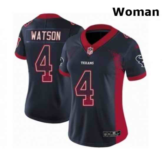 Womens Nike Houston Texans 4 Deshaun Watson Limited Navy Blue Rush Drift Fashion NFL Jersey